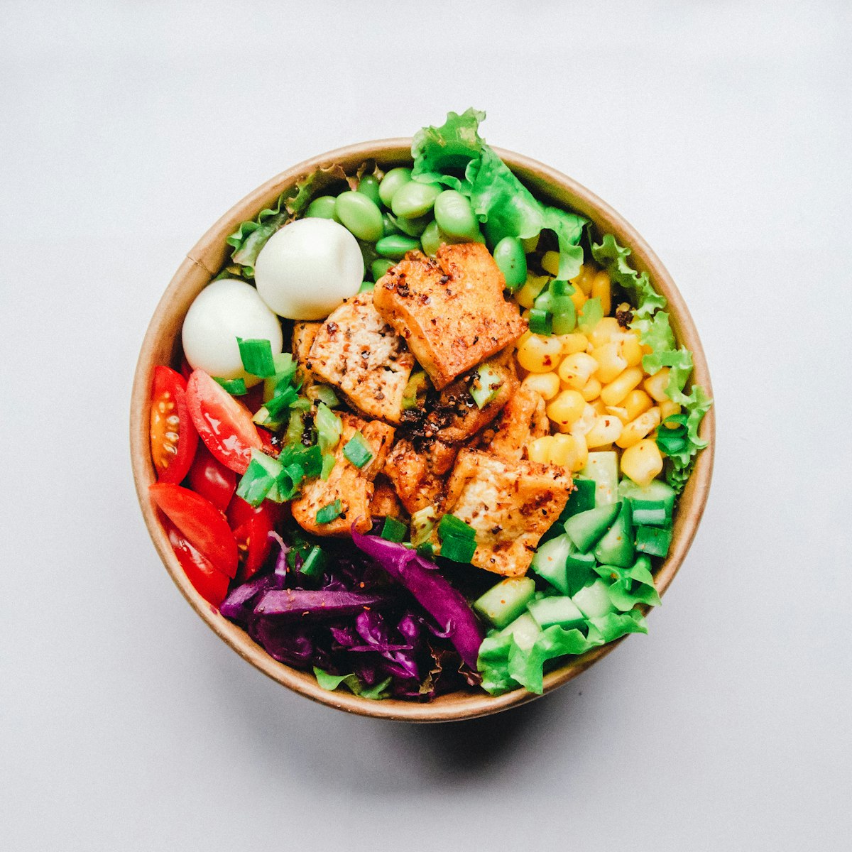 Fresh healthy meal bowl with vegetables and grains